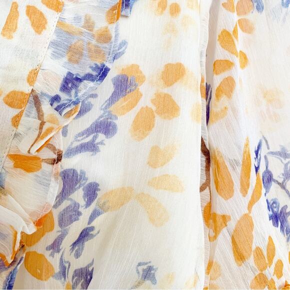 Hello Molly Cream Orange Floral Frolic Season Fit And Flare Mini Dress Size 8 - Picture 3 of 12